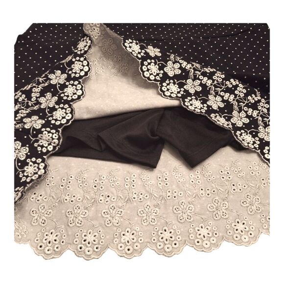 Intro Skort Embroidered Scalloped Stretch Cotton Modest Black White Polka Dot S - Picture 6 of 10